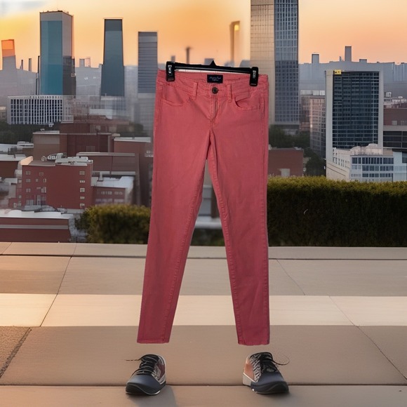 american eagle pink super stretch pants size 4 skinny - Picture 1 of 7